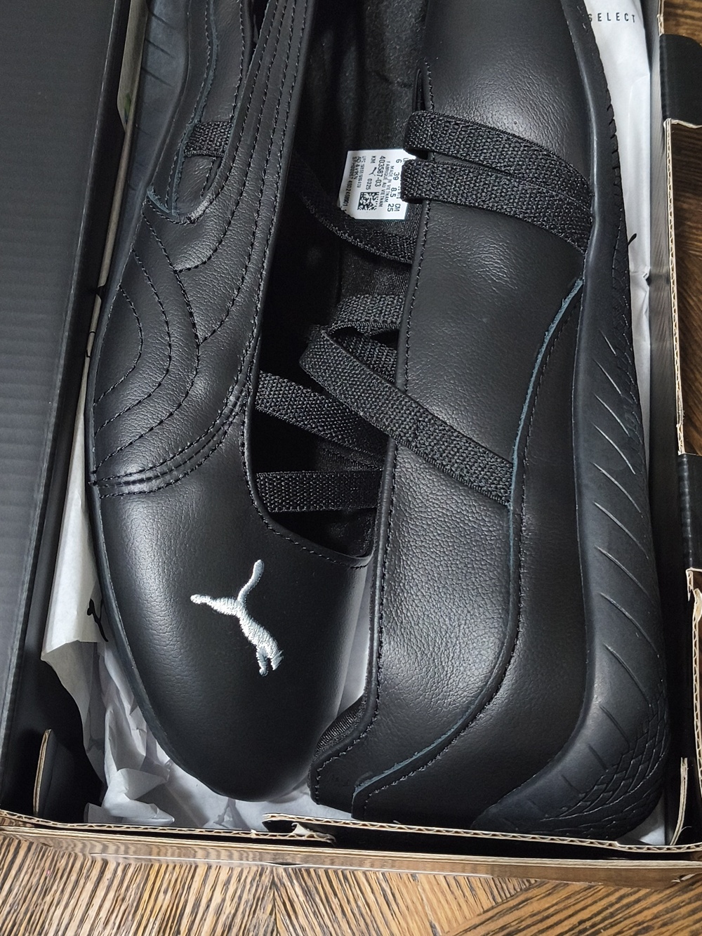 Puma Black Speedcat Ballet Flats with White Logo - Picture 6 of 6